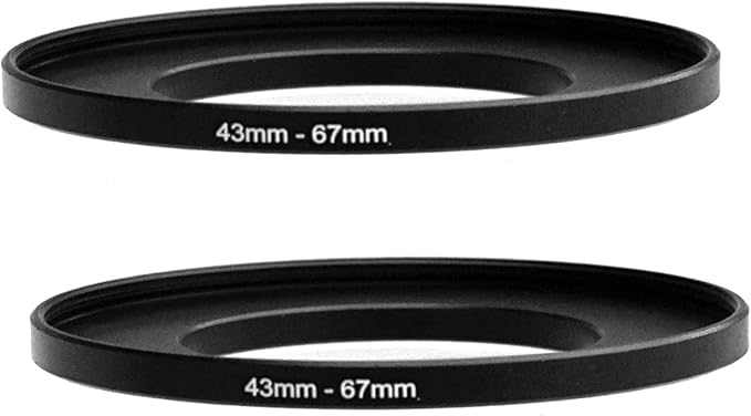 (2 Pcs) 43-67MM Step Up Ring Adapter, 43mm to 67mm Filter Ring, 43 mm Male 67 mm Female Stepping Up Ring for DSLR Camera Lens and ND UV CPL Infrared Filters