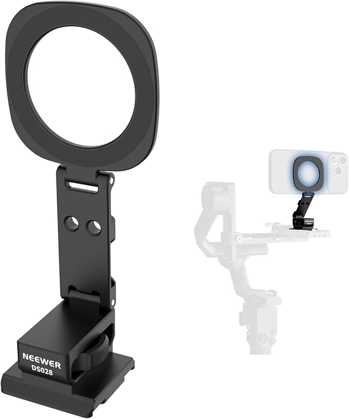 NEEWER Magnetic Phone Tripod Mount Compatible with MagSafe iPhone 17, Cell Phone Holder with Arca Quick Release Baseplate & Cold Shoes for TikTok Video Recording Selfie Live Streaming Vlogging, DS028