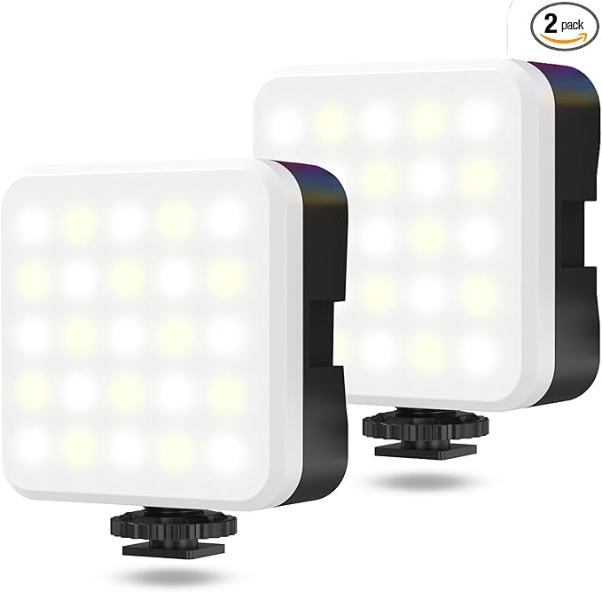 Zeadio LED Camera Video Light - 800LM Adjustable 3000K-7000K Color Temperature, CRI95 Portable Pocket LED Light for DSLR/Tabletop Filming/Selfie/Cell Phone/Photography, Pack of 2