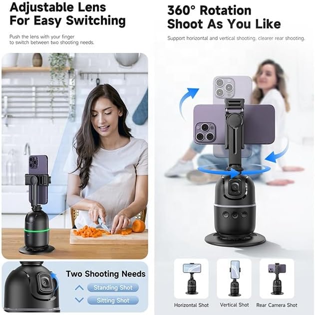 P03 Mobile Phone, Handheld Camera Mount, Smart 360-degree Automatic Rotation AI Face Tracking and Recognition Live Shooting 4 in 1 Foldable Selfie Stick Tripod Anti Shake Smartphone Mobile Gimbal