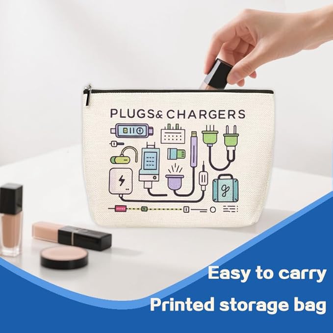 Charger Cosmetic Makeup Bags Travel Toiletry Bag Charging Cable Organiser Bag Chargers Makeup Pouch for Purse Charger Cables Storage Bags Travel Accessories for Women Birthday Christmas Gifts