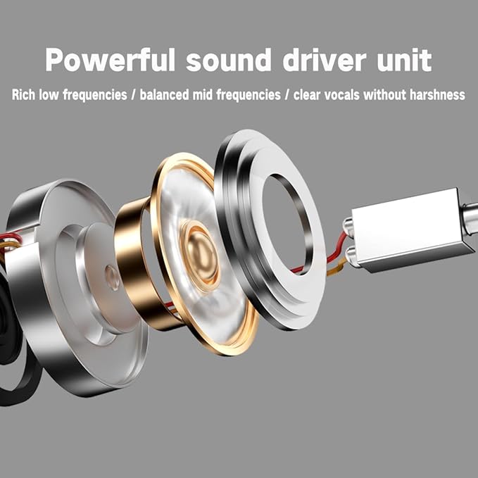 Type C Wired Earbuds with Noise-Canceling Microphone,Immersive Stereo Bass USB C In Ear Headphones Dynamic and Balanced Armature Subwoofer Noise Reduction Wired Earphones,Volume control,HD Audio