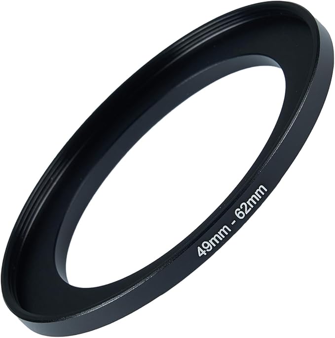 49mm to 62mm Step Up Ring Filter Adapter Black Metal Step up Adapter Rings Compatible with All Brand UV CPL ND Camera Lens Filter Step Down Ring (49mm-62mm)