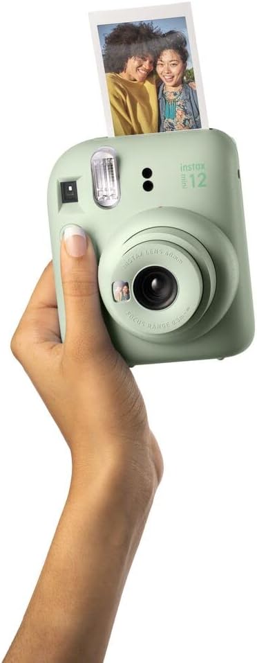 Fujifilm Instax MiniI 12 Instant Film Camera Mint Green, Fujifilm Instax Mini Twin Pack Instant Film 20 Prints, Prtotective Case, Gift Bundle
