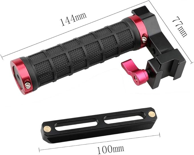 CAMVATE Quick Release Rubber Grip Top Handle with NATO Rail for Blackmagic Pocket Cinema Camera (Red) - 1498
