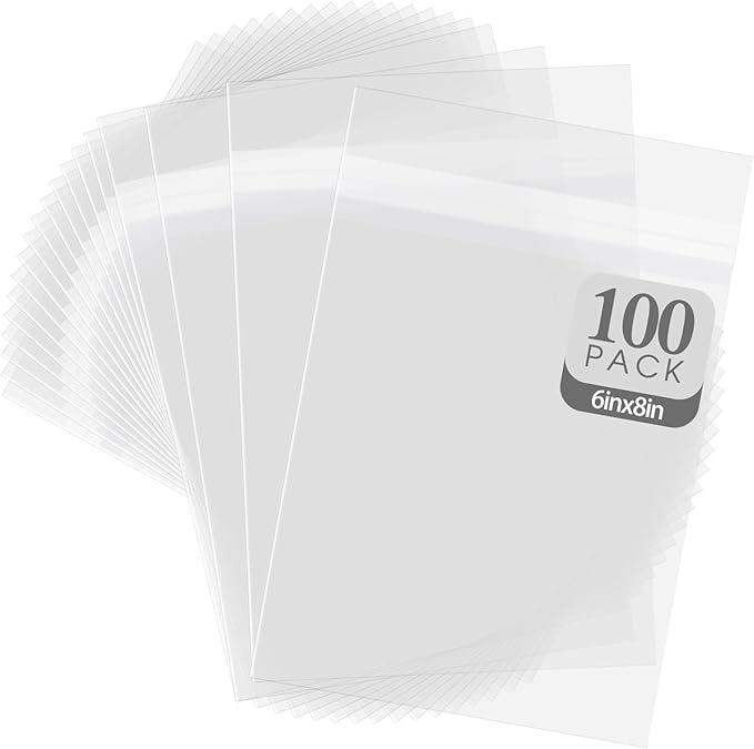 Golden State Art, Pack of 100, Acid-Free Crystal Clear Sleeves Storage Bags for 6X8 Art Prints, Photos (Bag Size: 6 1/2 x 8 1/3 Inches)