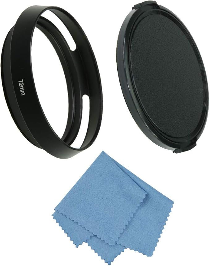 SIOTI 72mm Lens Hood, Oxidation Matte Anti Reflective Treatment, Aluminum Alloy, with 1 * 77mm Lens Cap, Compatible with Sony/Canon/Nikon/Fuji etc >40mm Camera Lens