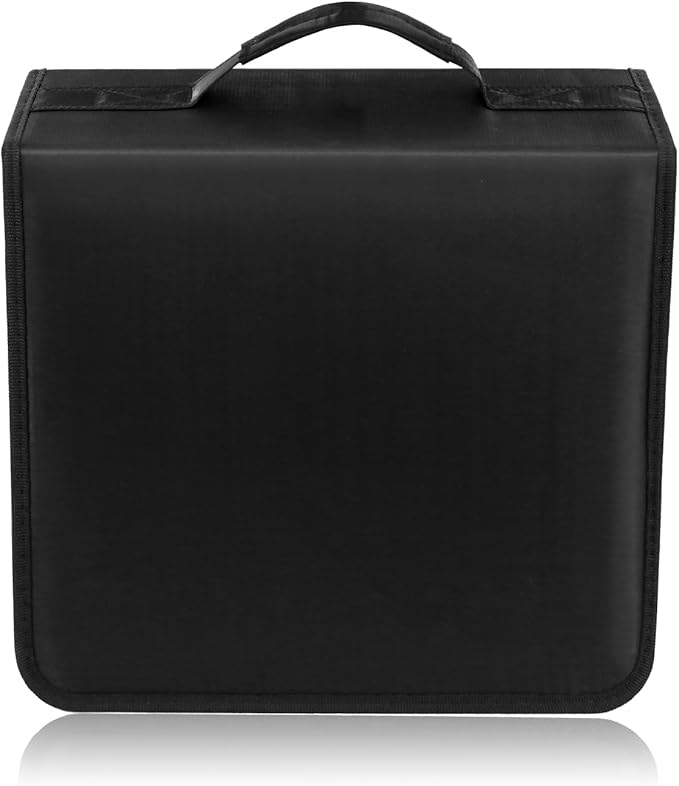 DVD/CD Case Holder - 256 Capacity Disc Storage Wallet Binder for Car, Home, Office, Travel (Black)
