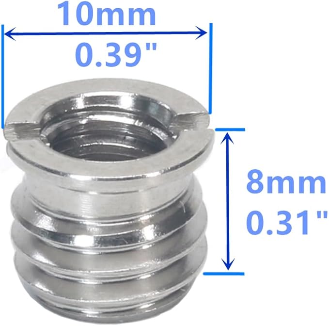 Stainless Steel 1/4"-20 Female to 3/8"-16 Male Convert Screw Adapter 6 Pieces 8mm Height