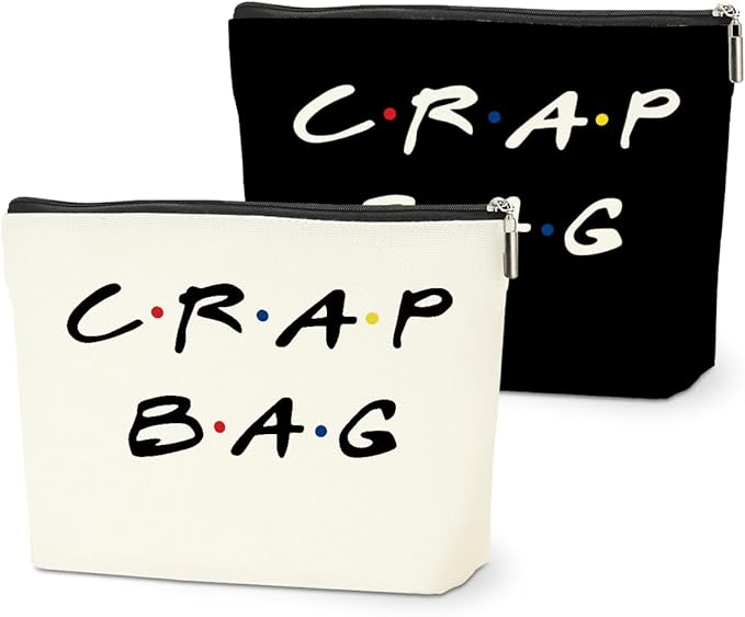 2 PCS Funny Gifts for Women Makeup Bag, Best Friend Birthday Gifts for Women, Funny Cosmetic Bags, Sister Christmas Graduation Friendship Gift for Daughter From Mom, Black White Travel Organizer