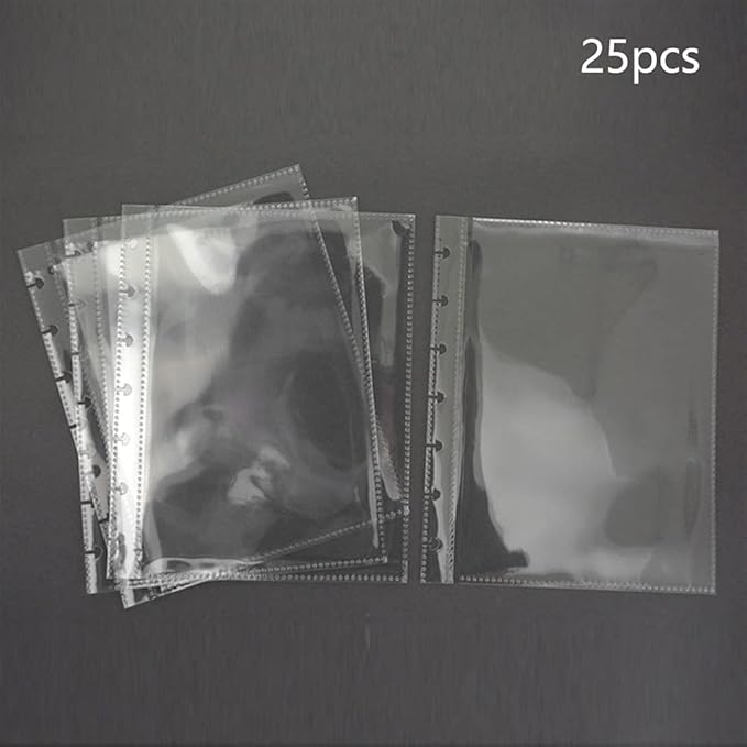 25 Pack Photo Album Refill Sheets, Photo Sleeve Inserts for 50 Photos, Photo Sleeves 5x7,7 Ring Binder Photo Pockets, Each Photo Page Holds Two Pictures, Archival Photo Sleeves,Photo Protectors