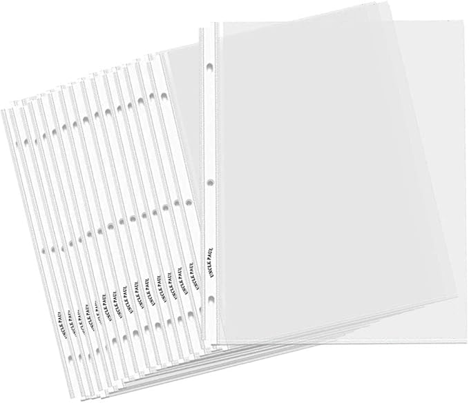 Sheet Protectors - 100 Sheets 4 mils Strong Extra Heavyweight Clear Top Load 8.5 x 11 Inch Highlight Transparent Acid-Free for 3 Ring Binder OS01100
