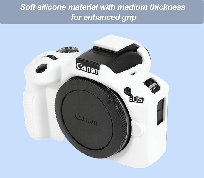 Pocoukate Case for Canon EOS R50 Camera, Soft Silicone Protective Cover Skin with EOS R50 Screen Protector Accessories for Canon EOS R50 Mirrorless Camera Silicone Case - White