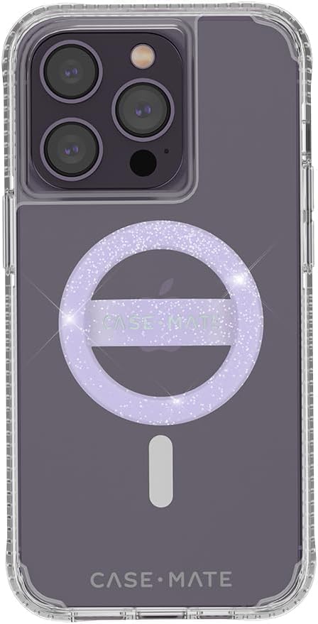 Case-Mate Magnetic Phone Grip MagSafe Loop Grip - Detachable Holder for Hand - Soft Collapsible MagSafe Grips for Back of Phone for iPhone 17 Pro Max/16 Pro Max /15/14/13/12/S25 Ultra - Purple Sparkle