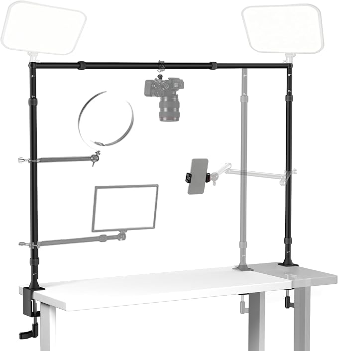 EMART Overhead Camera Mount Rig, Desk Mount & Adjustable Height/Width with Phone Holder, Max Load 26.5lbs, Compatible with DSLR, Smartphones & Webcams for Top Shot, Video, Vlog, Studio Photography