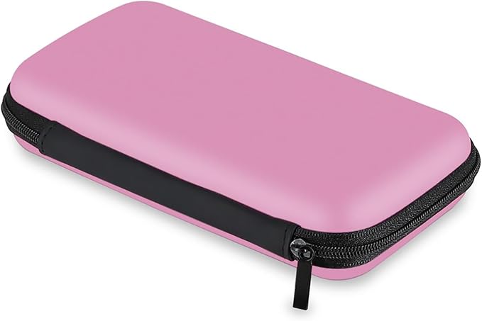 iMangoo Travel Essentials Electronics Organizer Charger Case Portable Dual Zipper Shockproof Pouch Tech Purse Cord Cable Pouches Power Bank Storage Accessories Bag for Women Men,6.5x3.2x1 Pink