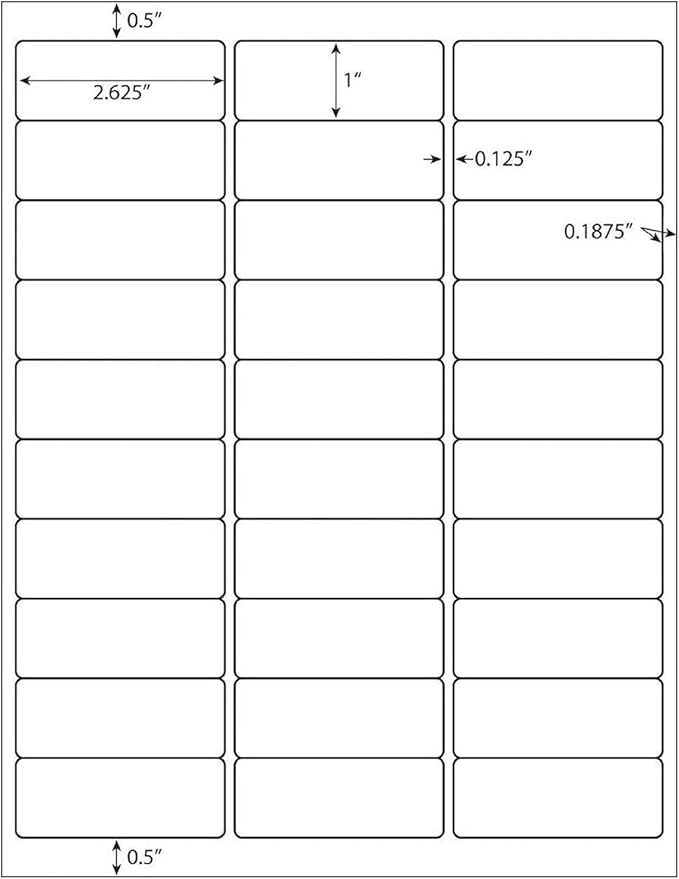 1" X 2-5/8" Address Labels 30 Per Sheet Sticker Paper for Laser and Inkjet Printers, 8.5"×11" White- 3000 Labels