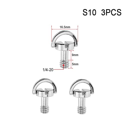 1/4 3/8 Camera Screw for Quick Release Plate 1/4 3/8 Inch D-Ring Screw Tripod Ballhead Mount Adapter Photography Accessories(S10 3PCS)