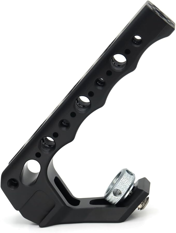 SZJELEN Universal Top Handle with 3/8" Screw Locating Pins for DSLR Camera Cage, with 3 Cold Shoe Adapters to Mount DSLR Camera with Microphone/LED Light/Monitor (Black with 3/8" Screw)