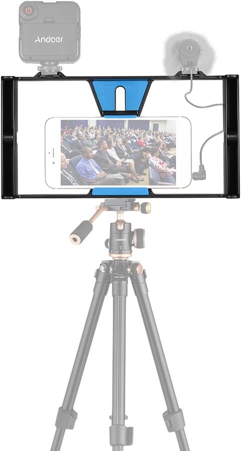 Andoer Smartphone Video Rig Phone Movie Mount Film Making Recording Vlogging Rig Hand Grip Bracket Holder Stabilizer for iPhone X 8 7s 6 Plus for Samsung Huawei Honor