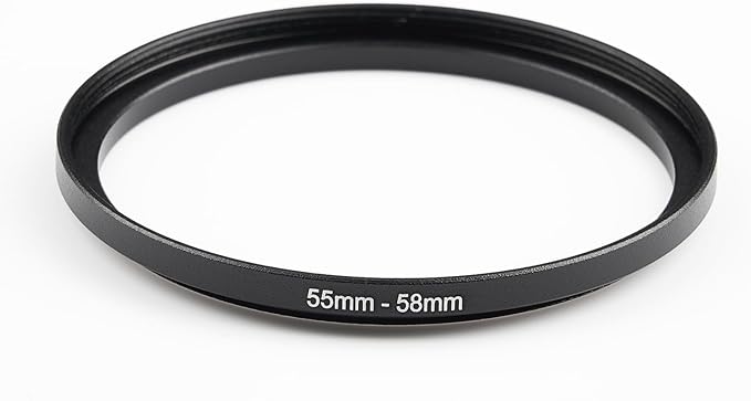 55mm to 58mm Step up Ring Filter Adapter Metal Ring Step up Rings Adapter Filter Compatible with All 58mm UV,CPL,ND,Lens Hood,Threaded Lens ect (55mm to 58mm)