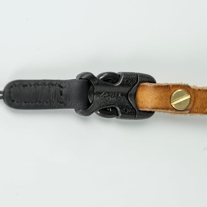 Handmade Cowhide Leather Camera Wrist Strap, Brass Hardware with Duraflex buckle, Black or Brown, Hand-Stitched