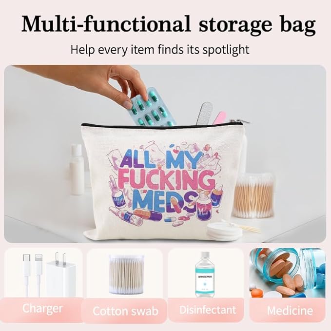 Patient Medication Pouches for Traveling Med Case for Pill Box Storage Container Pharmacy Doctor Medical Funny Novelty Gifts for Physician Nursing Assistant Pharmacist Nurses Makeup Bags for Work Camp