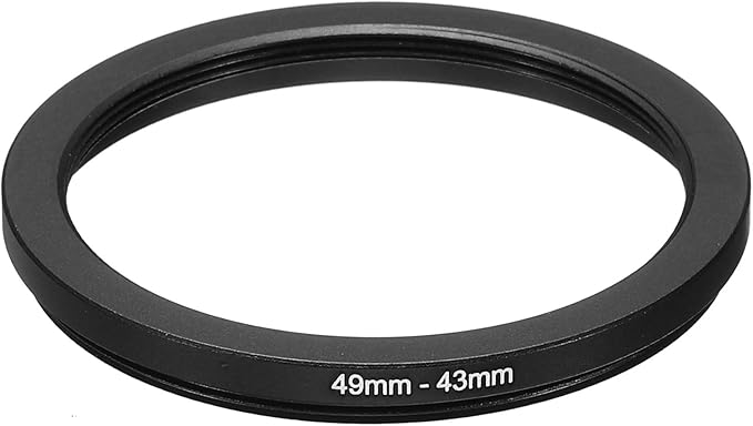 PATIKIL 49mm-43mm Metal Step Down Ring, Camera Lens Filter Adapter Ring Aluminum Filter Adapter Ring for Camera Lenses Hood, Black