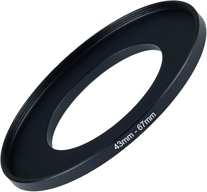 43mm to 67mm Step Up Ring Filter Adapter Black Metal Step up Adapter Rings Compatible with All Brand UV CPL ND Camera Lens Filter Step Down Ring (43mm-67mm)