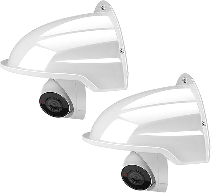 SECUPOE Universal Security Camera Cover Sun & Rain Shield – Weatherproof Protective Roof for Dome/Bullet Outdoor CCTV Cameras (2X White)