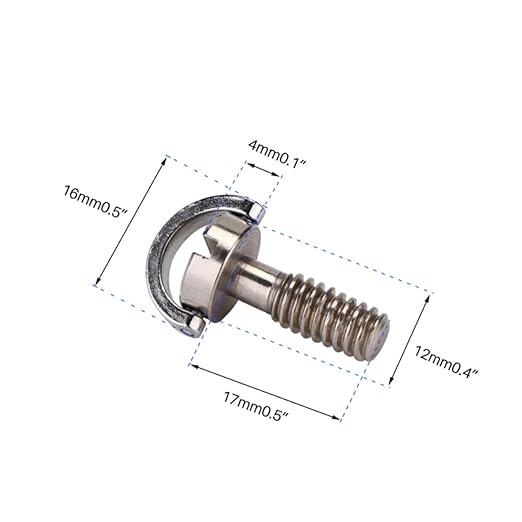 Mikikit Robust Screw 1/4 Stainless Steel D-Ring Screw for Camera Mount Adapter and Quick Release Plate