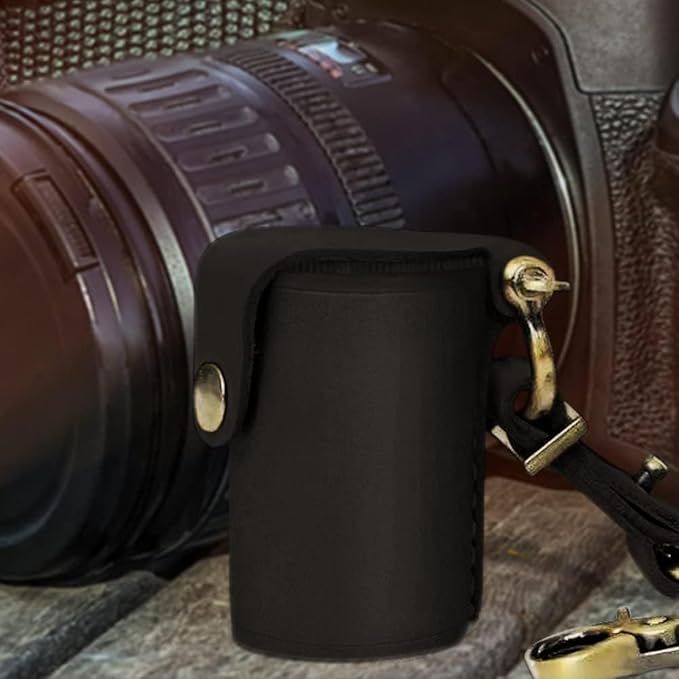 ZVZKC Leather 35mm Film Case Keychain, 35mm Film Holder Film Canisters with Caps for Film Photography & Gifts,H1.96in (Black)