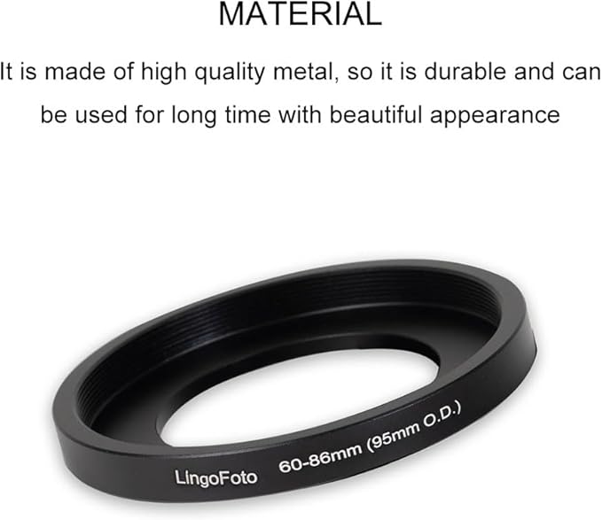 Lens Matte Box Adapter 60-86mm Step up Ring for 60mm Camera Lens to 95mm OD Matte Box Lens Mount (60-86/95mm)