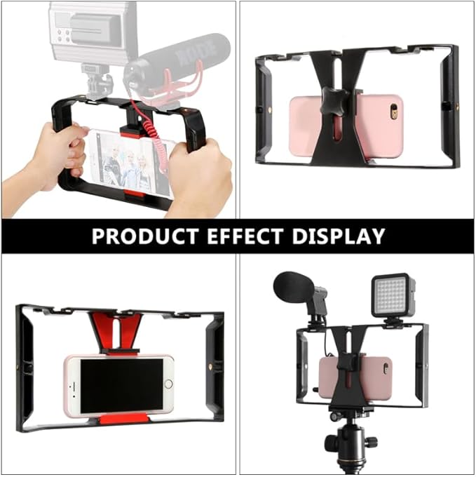 ARTIBETTER Mobile Phone Frame Handheld Camera Holder Smartphone Video Rig with Cold Shoe Mounts for Live Streaming Filmmaking and Smooth Recording