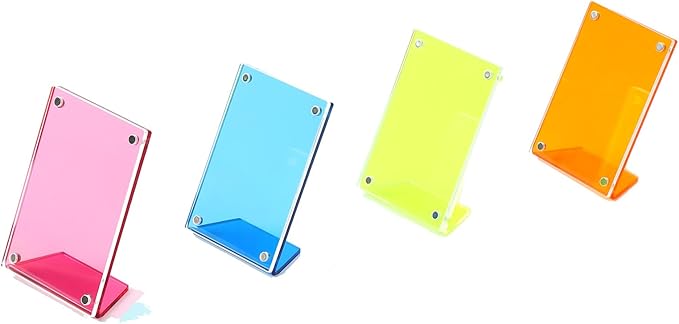 shantmay Acrylic Magnetic Picture Frames for Instax Polaroid,Table Top Mini 2x3 Wallet Size Photo Frame for Desk Decor (colorful 4 pack)