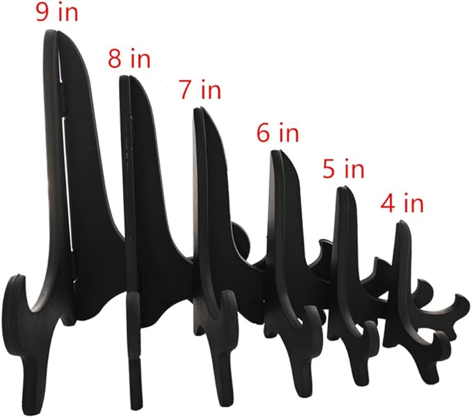 Artliving Black 4" Wood-Like Plastic Easels Plate Display Stands Picture Frame Stand Holder-Set of 4