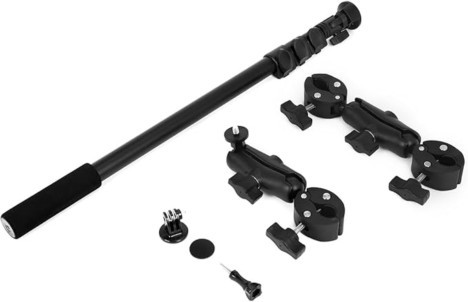 Motorcycle Bike Handlebar Double Clamp Mount Invisible Selfie Stick Super Camera Clamp 360°Rotating Extendable Ballhead Magic Arm 21-60 in for Insta360 ONE X3 X2 X RS R Go 2 3 Action Camera