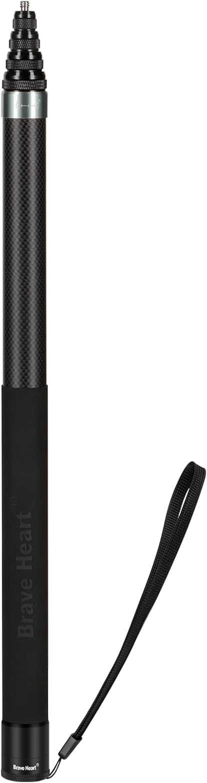 118 Inch/3m Carbon Fiber Invisible Extension Selfie Stick for Insta360 Insta 360 X5/X4/X3/X2/ONE RS Action Camera Accessories (Grey)