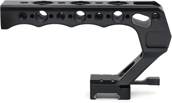 SZJELEN Universal Top Handle with Quick Release NATO Grip with NATO Rail for DSLR Camera Cage, with 3 Cold Shoe Adapters to Mount DSLR Camera with Microphone/LED Light/Monitor (Red with NATO Rail)