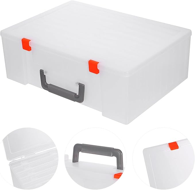 KALLORY Large Photo Storage Box with Handle Photo Craft Case Organizer for Home and Studio