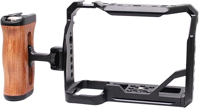 FUGASUN Wooden Side Handle Compatible with ARRI 1/4"&3/8",Adjustable Left/Right Handle for EOS R50V/RP/R50/R100/R7/R8,Alpha A7R V/A7 IV/A7S III/7R V/S III/A7R IV,A6700/FX30/FX3,ZV-E10 ii Camera Cage