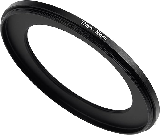 77mm to 55mm Step Down Ring Filter Adapter Applicable to All Brands of UV ND CPL Filter (77mm-55mm)