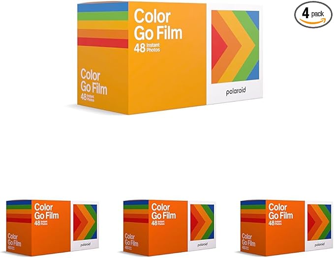 Polaroid Go Color Film - 48 Photos - 3 Double Packs Bulk Film (6212),White Frame (Pack of 4)