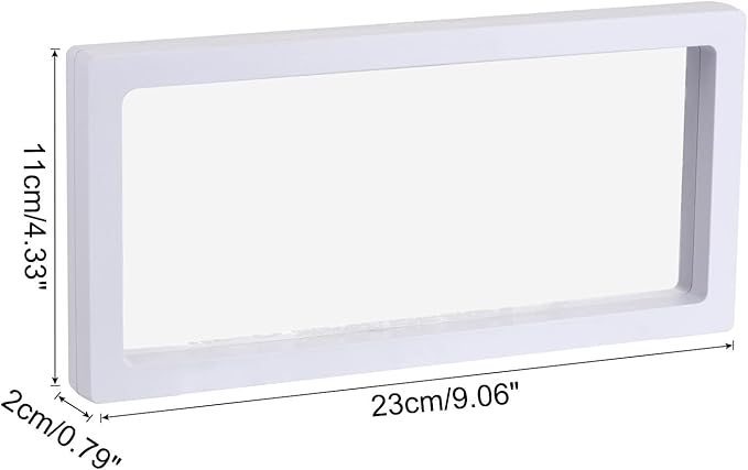 MECCANIXITY Floating Frame Display Holder Stand 3D Jewelry Display Box with Base 9.06 x 4.33 x 0.79 inch White Pack of 2