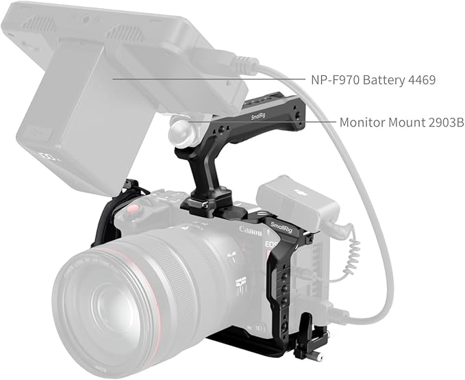 SmallRig Cage Kit for Canon C50 with Top Handle, Hand Strap, Dedicated Handheld Kit with Cable Clamp for HDMI, Built in Quick Release Plate for Arca for DJI RS Series Stabilizers and Tripods - 5809