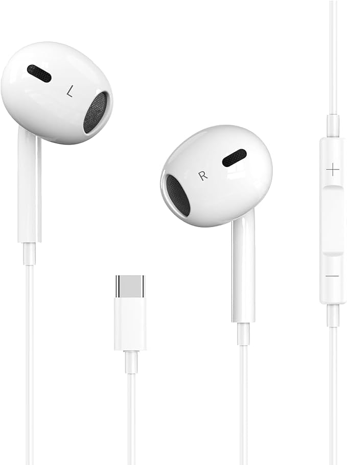 1 Pack-USB C Headphones for iPhone 17/16/15 Pro Earbuds Type C Wired Earphones with Mic & Remote Control Noise Cancelling for iPhone 17/16/15 Pro/Air/Pro Max, iPad Pro, iPad mini