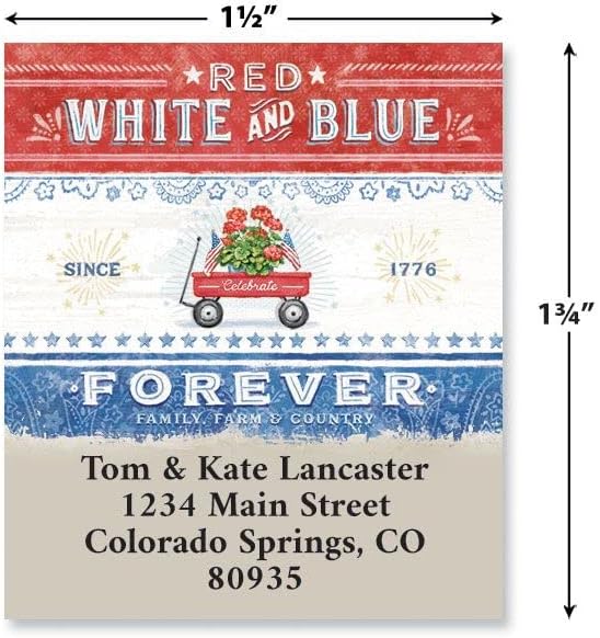Colorful Images Farmhouse Return Address Mailing Labels, Personalized in The USA with Names & Addresses, Set of 144 Self Adhesive, Easy Peel Flat Label Sheets, 1½” x 1¾”, 3 Designs