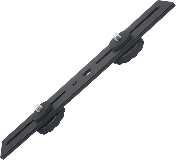 SYCZIOHU Dual Camera Flash Mount Bracket 20CM Tripod Mount Extension Bar with 1/4'' Screw Hot Shoe Mount for Fill Light and SLR Camera (Black)