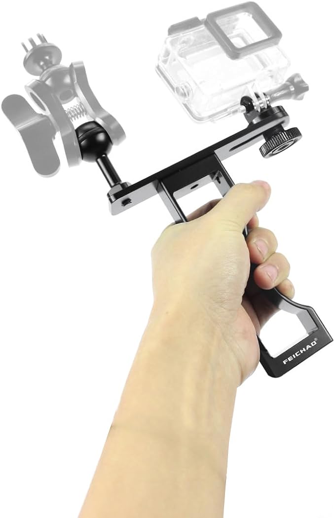 FEICHAO Diving Tray Bracket Handle Grip Ball Head Stand Stabilizer Extension Rig Compatible with Hero 13, Osmo Action Sports Camera (Single Handle)