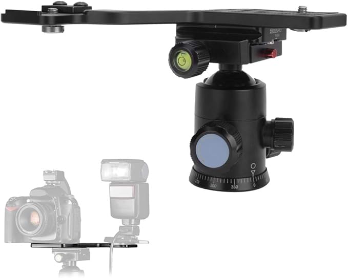 Flash Bracket - Aluminium Alloy Flash Stand Mount - Camera Flashlight Tripod Bracket - with Dual 1/4in Screw - for DSLR Stand
